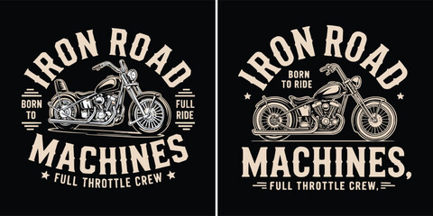 Fototapeta premium Vintage motorcycle emblem design with bold typography on black background