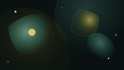 Abstract dark green geometric background with celestial circles and orbital paths © Vecto