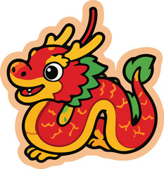 Fototapeta premium Cute Chinese dragon vector illustration for Lunar New Year