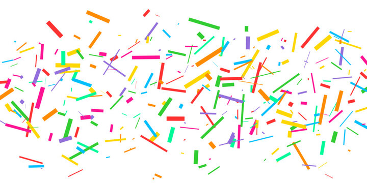 Colorful confetti background with scattered rectangular paper pieces