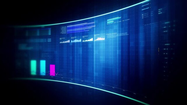Global financial data visualization, stock market analytics, world map with rising growth chart, big data technology, digital economy, fintech trading interface, futuristic business background