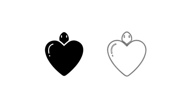 Minimalist Heart Shape Turtle Shell Icon Set