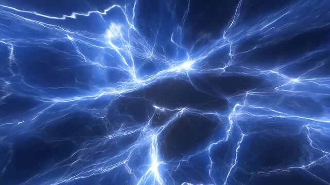 Dynamic electric energy surge with pulsating blue lightning effects