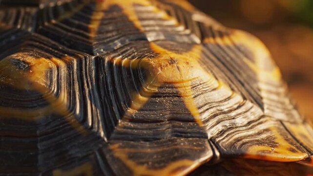 Detailed Macro View of a Tortoise Shell Showcasing Intricate Patterns and Textures