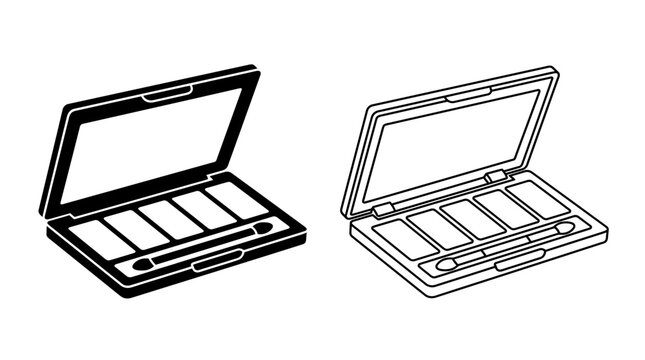 Eyeshadow palette black and white line art illustration