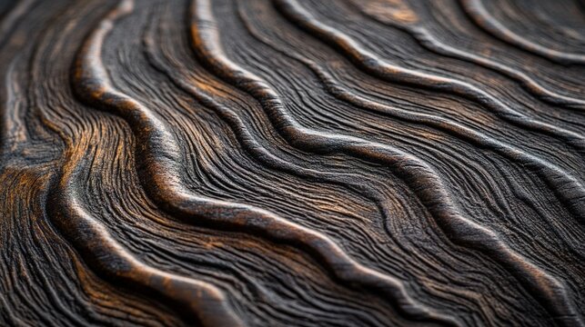 burl. Abstract close-up of dark twisted wood grain on a burl surface. event key visuals, club posters, designed for sports event promotions and stadium branding, used by fitness trainers.