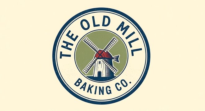 Vintage mill logo design circular emblem baking company concept