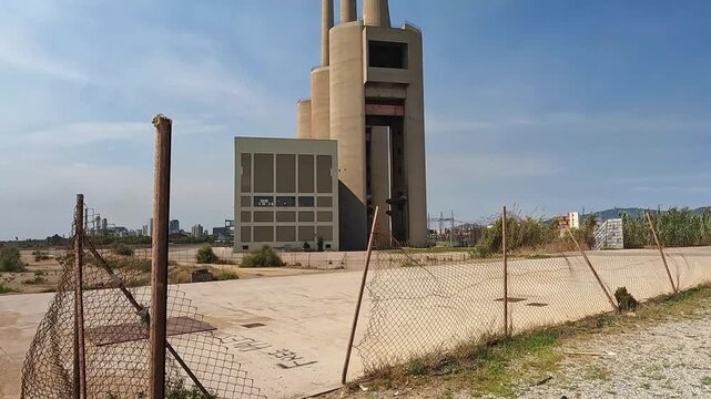 Iconic Tres Chimeneas old power plant in Barcelona