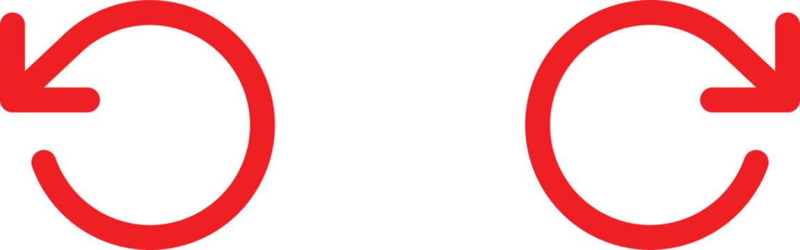 Circular arrow icons with red fill on a white background
