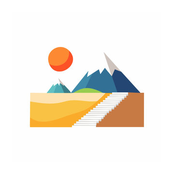 Flat design 3D bar chart with upward arrow