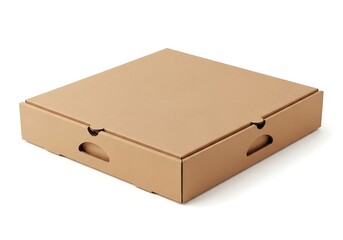 Naklejka premium Closed brown cardboard pizza box for food delivery