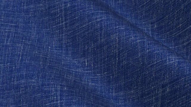 Cobalt Blue Italian Wool Linen Fabric rippling in vivid royal waves of indigo color and premium textured blend surface for luxury blazers
