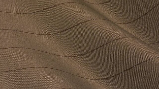 Italian Light Brown Pinstripe Wool Cotton Fabric rippling in soft taupe waves of backdrop and fine tailored vertical lines for casual suits
