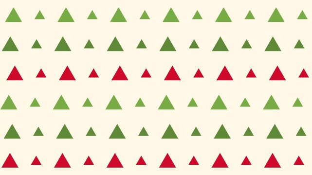 Christmas Tree Pattern Animation with Red and Green Triangles on Cream Background