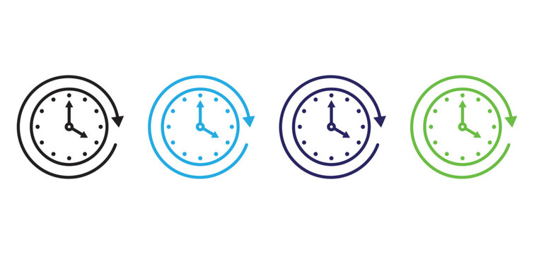 History clock icons with circular arrow indicating time management and recurring schedules.