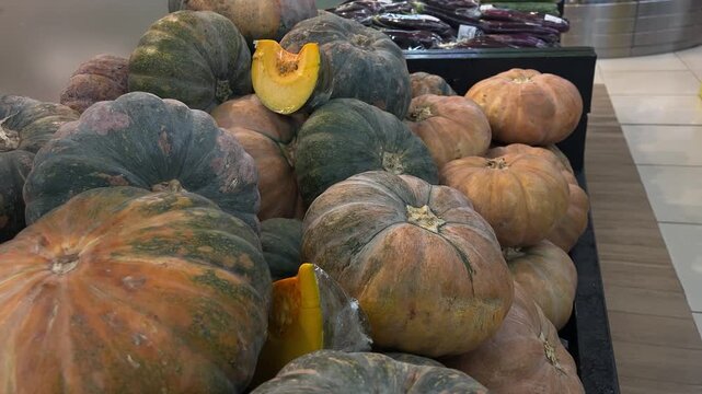 Organic squash sold in the supermarket