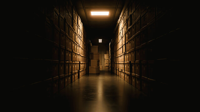 Stockage de cartons dans un sous sol