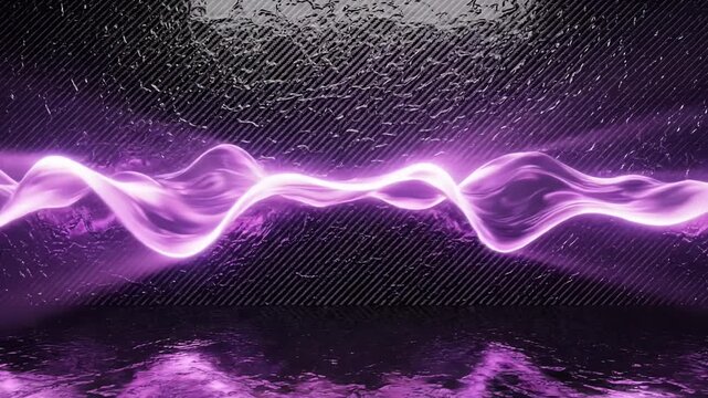 Abstract purple light wave reflecting on dark textured background