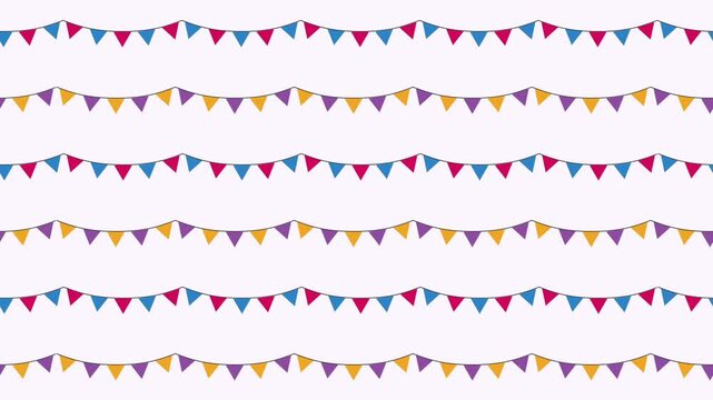 Colorful Birthday Party Bunting Flags Seamlessly Animated Background