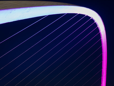 Geometric Neon: Millennium Bridge Abstract