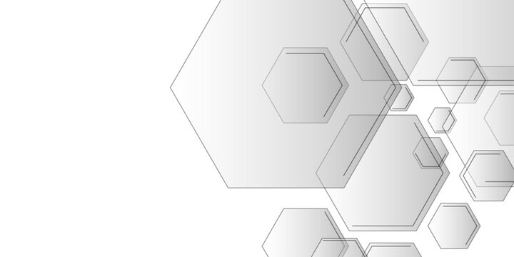 Abstract background with geometric shapes and hexagon pattern. Vector Hexagonal cells patterns arranged with transparent shadows effect with futuristic design. 