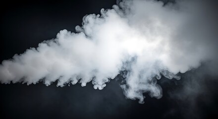 Fototapeta premium White smoke cloud on dark transparent background for design and editing purposes free