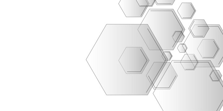 Abstract background with geometric shapes and hexagon pattern. Vector Hexagonal cells patterns arranged with transparent shadows effect with futuristic design. 