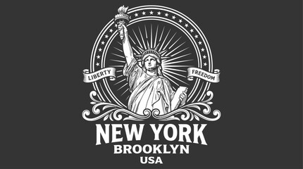 The iconic Statue of Liberty stands proudly in New York City, Brooklyn, USA, symbolizing freedom and democracy. © Fendi