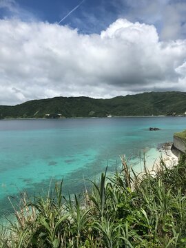 Turquoise coastal waters and tropical shoreline in Amami Oshima, Japan