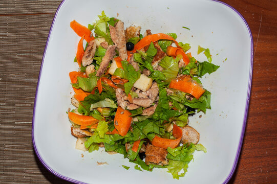 Homemade Salad With Vegetables and Fish