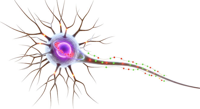 Neuron cell with axon and dendrites illustration