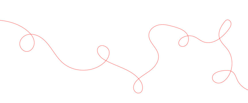 Minimalist pink scribble line vector, continuous hand drawn wavy stroke, abstract thin thread element for creative graphic design and branding