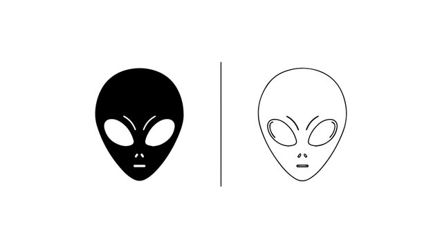 Alien Head Icon Set Solid and Outline