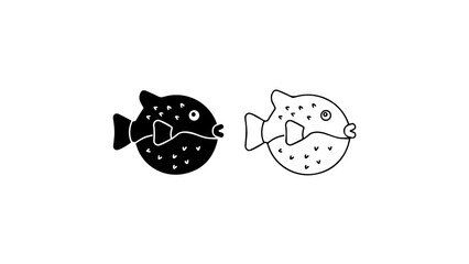 Cute Puffer Fish Icons Set © Udin