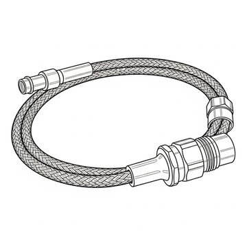 An illustration depicts a braided metal hose with connectors.