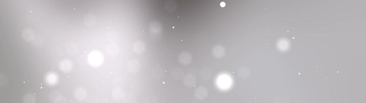 Elegant abstract gray background with soft glowing bokeh lights and subtle blurred gradients. Minimal monochrome composition featuring floating light particles, gentle sparkle, and atmospheric depth.