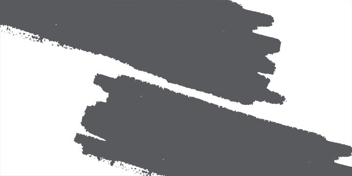 A wide, dark grey brush stroke with a textured, speckled appearance on a stark white background.