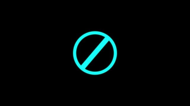 International prohibition mark. Ban forbidden sign. Traffic pictogram of Crossed out red circle. Warning, stop or no entry forbidden red circle. motion graphic of crossed out cyan circle icon concept.
