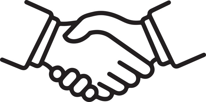 A minimalist line art illustration of a professional handshake between two individuals. one line Icon drawing. Editable stroke