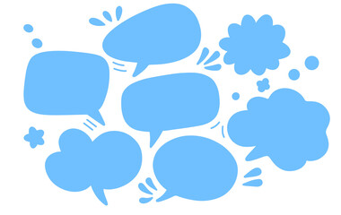 Obraz premium Illustration of blue balloon silhouettes, words, and chat messages