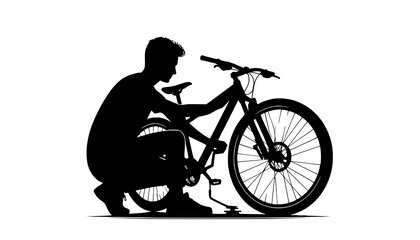 Naklejka premium silhouette of a man riding a bike