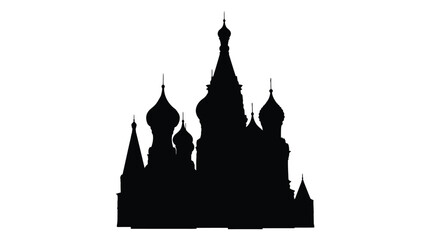 Saint Basil s Cathedral Silhouette Against White Background © IM