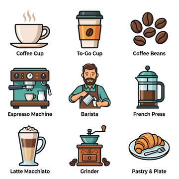 Coffee Making Equipment and Drinks Collection.