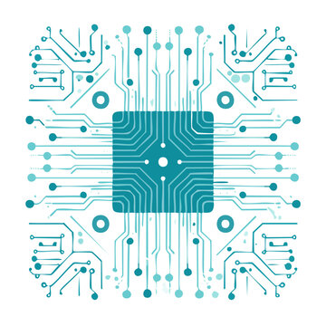 Minimalist teal circuit board vector pattern
