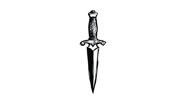 Dagger silhouette on a white background hand drawn style illustration