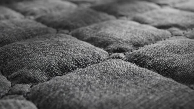 Close-up slow pan of quilted fabric with diamond pattern revealing textures and details for background or design