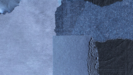 Naklejka na ściany i meble Textured blue paper collage design desktop wallpaper