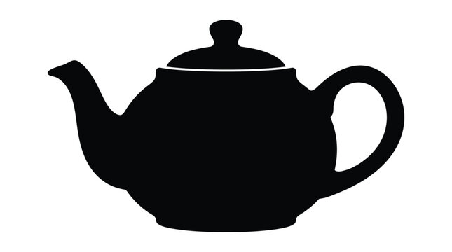 Black teapot silhouette on a white background simple kitchenware design