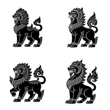 Thai Singha emblem featuring a powerful mythical lion guardian. Elegant vector design ideal for luxury branding, mascots, logos, and heritage-inspired projects.