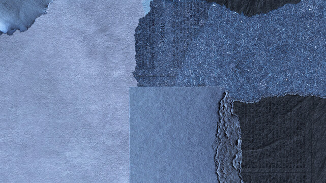 Textured blue paper collage design desktop wallpaper